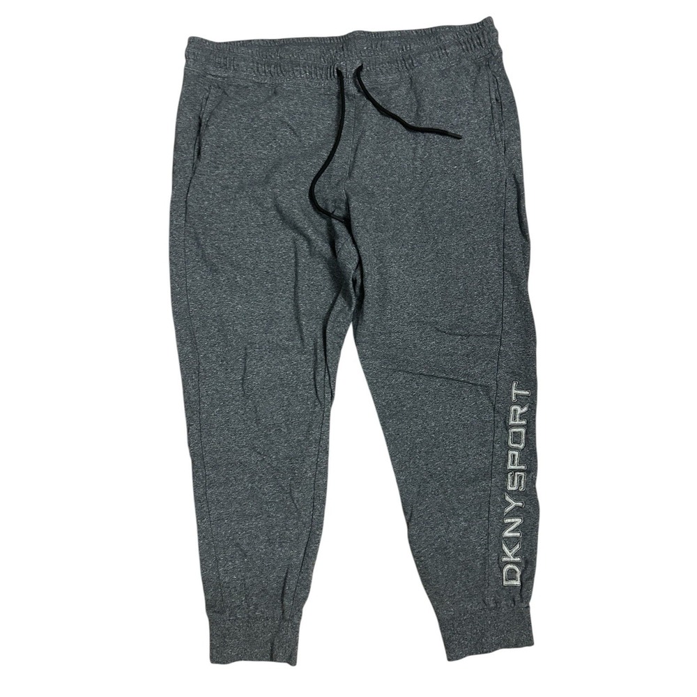 Vintage DKNY Sport Heather Gray Sweatpants Pockets Logo Womans SZ L